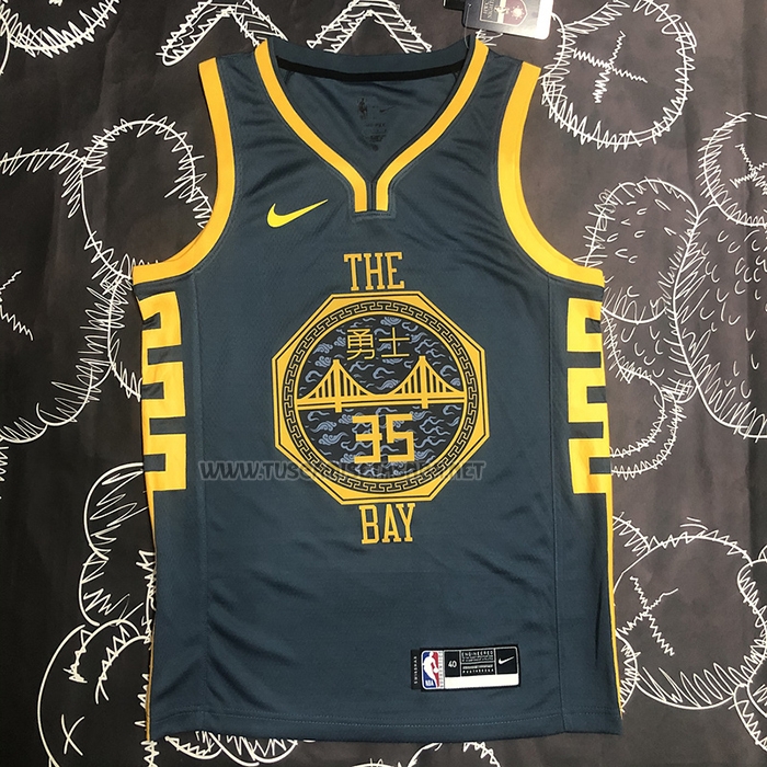 Camiseta Kevin Durant NO 35 Golden State Warriors Ciudad 2018-19 Azul